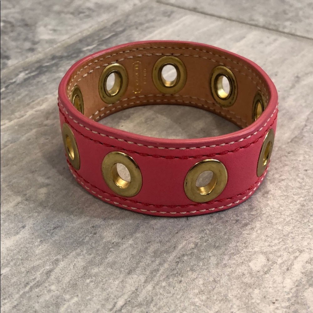 Coach Leather Bangle with Metal Grommets